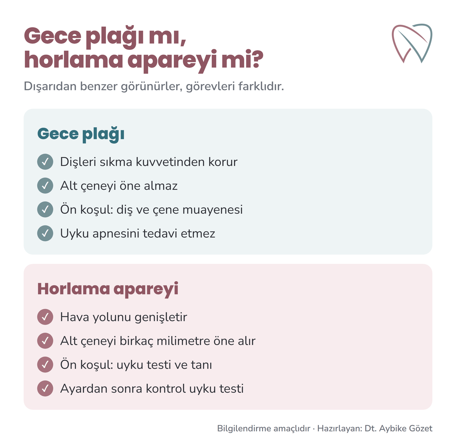 Gece plağı ile horlama apareyi farkı